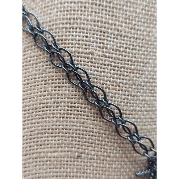 Black Gunmetal Faceted Bead Pendant Convertible Chain Necklace Choker Goth 32" - Picture 11 of 12